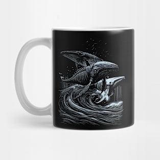 blue whale vintage art Mug